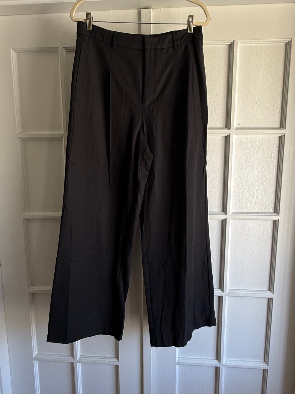 Adrienne Landau ONYX Wide Leg Tencel Blend Pants Women’s 12 Black High Rise